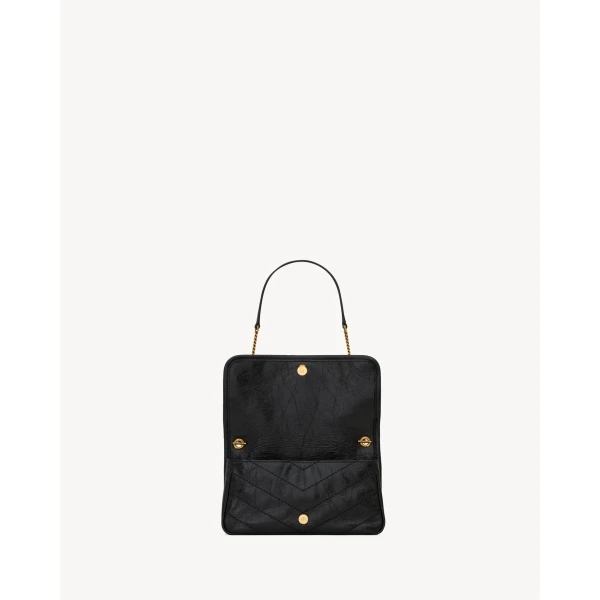 Black Saint Laurent Niki Chain Pouch in Vintage Leather, Black, view 5 | Clutch Bags