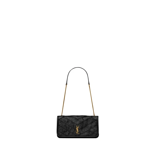 Niki Chain Pouch in Vintage Leather, Black