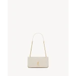 Ivory Saint Laurent Niki Chain Pouch in Vintage Leather, White | Clutch Bags