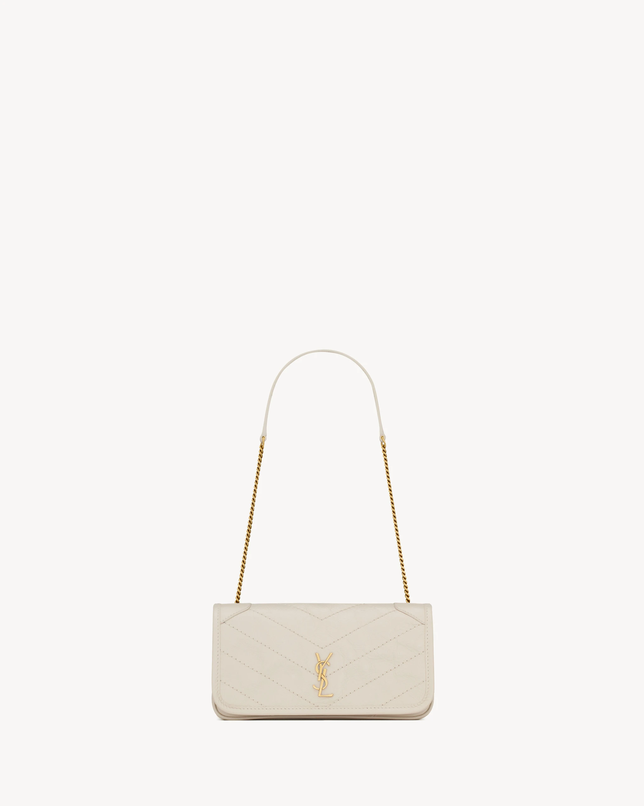 Saint Laurent Niki Chain Pouch in Vintage Leather, White Ivory Saint Laurent Niki Chain Pouch in Vintage Leather, White | Clutch Bags