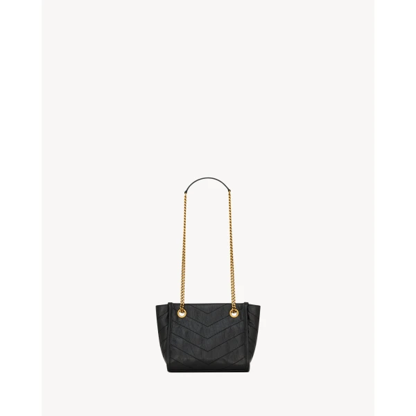 Black Saint Laurent Niki Mini Shopping in Vintage Leather, Black, view 3 | Totes & Top-Handle Bags