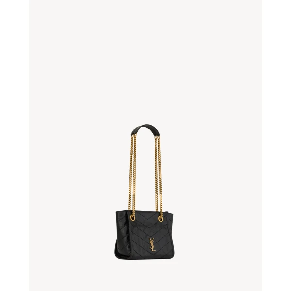 Black Saint Laurent Niki Mini Shopping in Vintage Leather, Black, view 5 | Totes & Top-Handle Bags