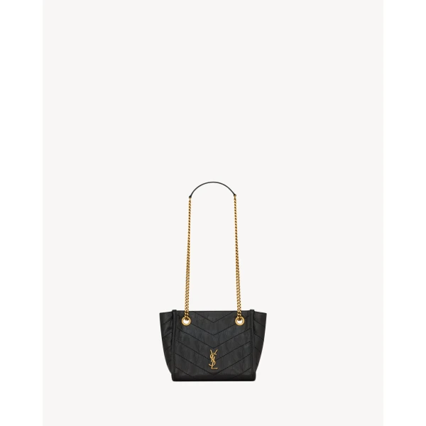 Black Saint Laurent Niki Mini Shopping in Vintage Leather, Black | Totes & Top-Handle Bags