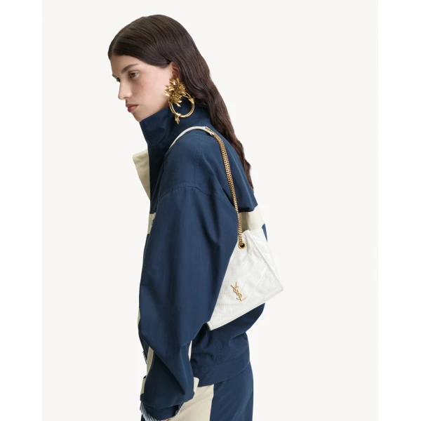 Ivory Saint Laurent Niki Mini Shopping in Vintage Leather, White, view 2 | Totes & Top-Handle Bags