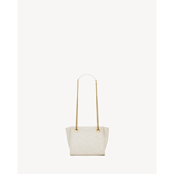 Ivory Saint Laurent Niki Mini Shopping in Vintage Leather, White, view 3 | Totes & Top-Handle Bags