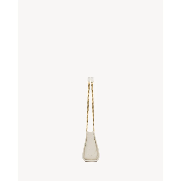 Ivory Saint Laurent Niki Mini Shopping in Vintage Leather, White, view 4 | Totes & Top-Handle Bags