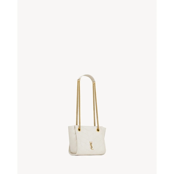 Ivory Saint Laurent Niki Mini Shopping in Vintage Leather, White, view 5 | Totes & Top-Handle Bags