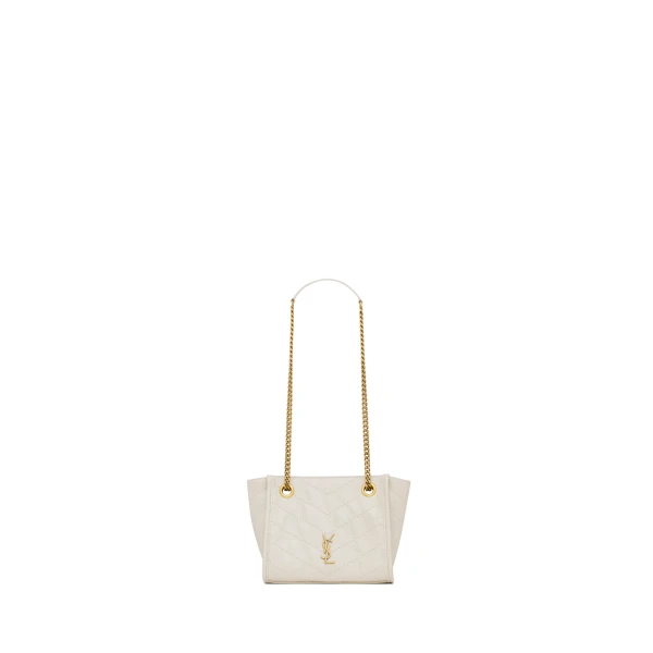 Ivory Saint Laurent Niki Mini Shopping in Vintage Leather, White | Totes & Top-Handle Bags