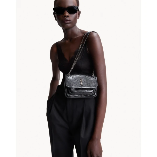 Black Saint Laurent Niki Mini in Vintage Leather, Black, view 2 | Mini Bags