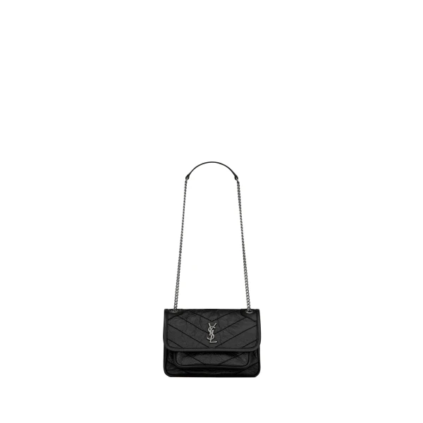 Black Saint Laurent Niki Mini in Vintage Leather, Black | Mini Bags