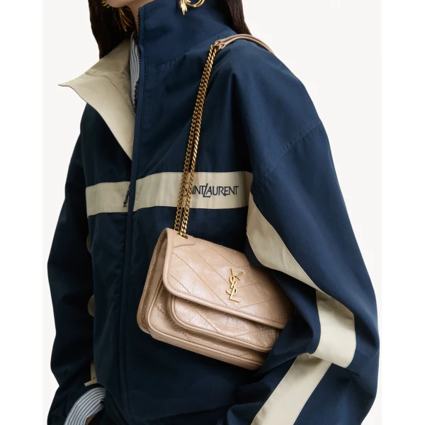Beige Saint Laurent Niki Mini in Vintage Leather, Clear Beige, view 2 | Mini Bags