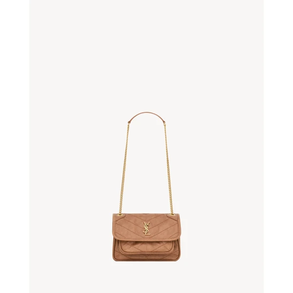Orange Saint Laurent Niki Mini in Vintage Leather, Light Caramel | Mini Bags