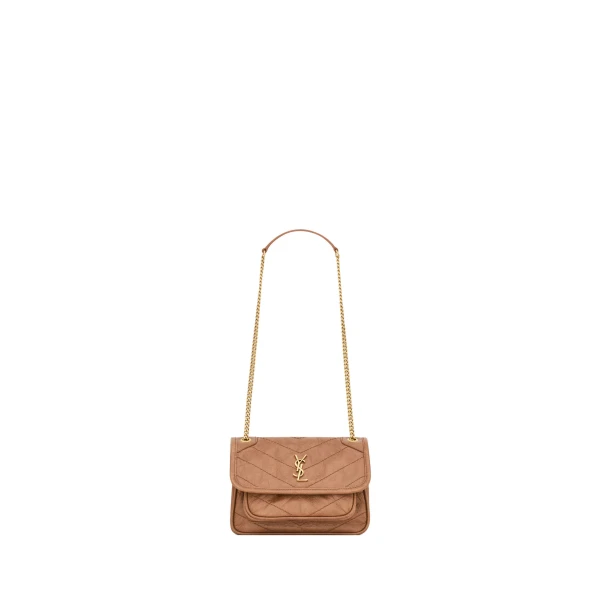 Orange Saint Laurent Niki Mini in Vintage Leather, Light Caramel | Mini Bags