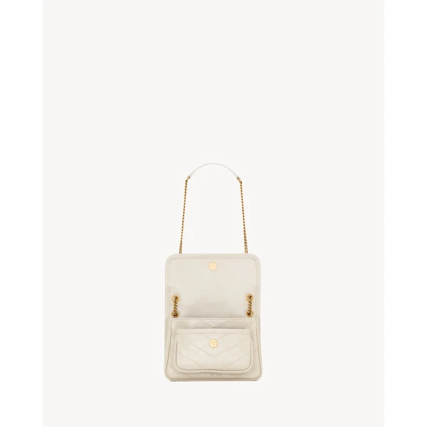 White Saint Laurent Niki Mini in Vintage Leather, White, view 5 | Mini Bags