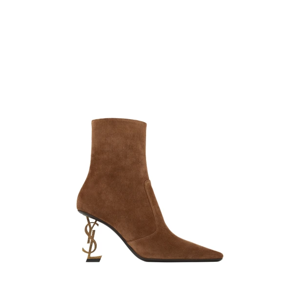 Brown Saint Laurent Opyum Booties in Suede | Boots