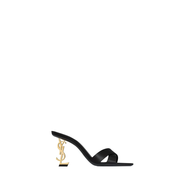 Opyum Mules in Satin Crepe, Black, Spring Summer 2025