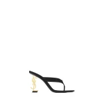 Black Saint Laurent Opyum Mules in Satin Crepe, Black, Spring Summer 2026 | Mules