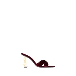 Red Saint Laurent Opyum Mules in Velvet, French Burgundy | Mules