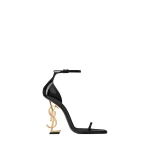Black Saint Laurent Opyum Sandals in Patent Leather, Black, 110 mm | Sandals