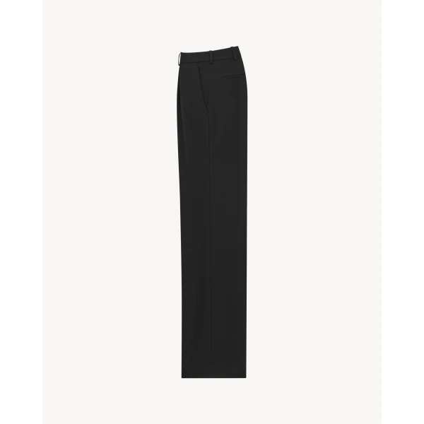 Black Saint Laurent Pants in Grain de Poudre, view 2 | Tailored pants