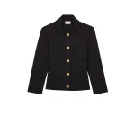 Black Saint Laurent Polo Cardigan in Wool, Noir | Cardigan