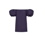Blue Saint Laurent Puff-Sleeve Mini Dress in Cotton Satin | Mini Dresses