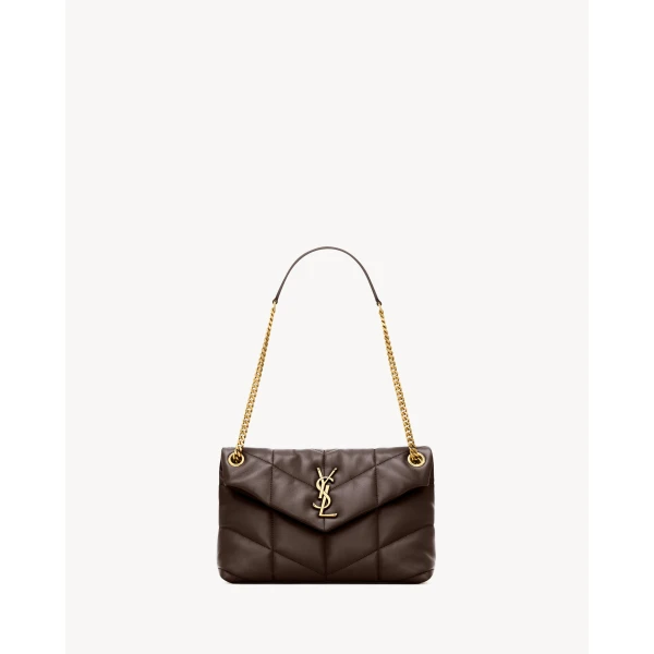 Brown Saint Laurent Puffer Small in Lambskin, Arabica | Shoulder & Crossbody Bags