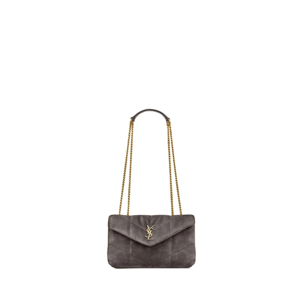 Grey Saint Laurent Puffer Toy in Suede | Mini Bags