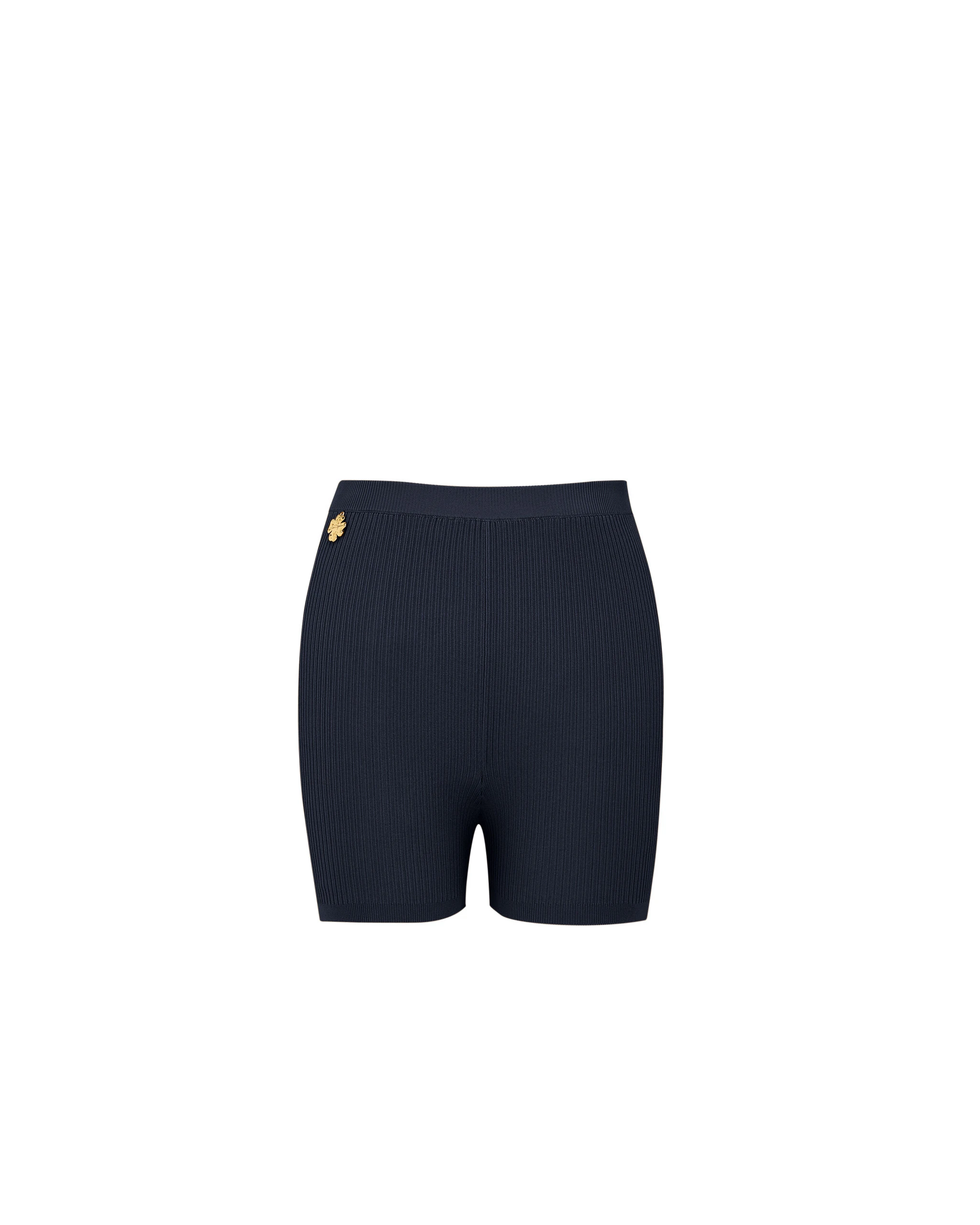 Saint Laurent Rib-Knit Cycling Shorts, Bleu Nuit Blue Saint Laurent Rib-Knit Cycling Shorts, Bleu Nuit | Shorts