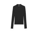 Black Saint Laurent Ribbed Sweater Cassandre in Silk | Sweaters