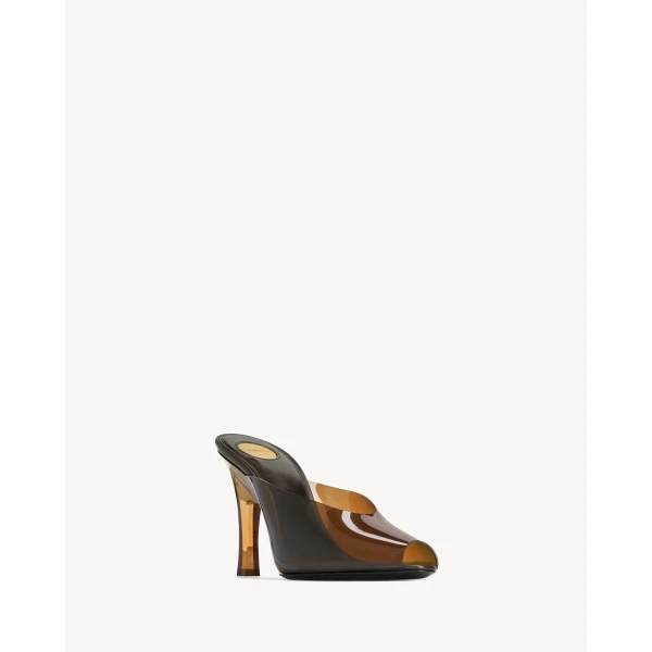 Brown Saint Laurent Sabrina Mules in Tpu, view 4 | Mules