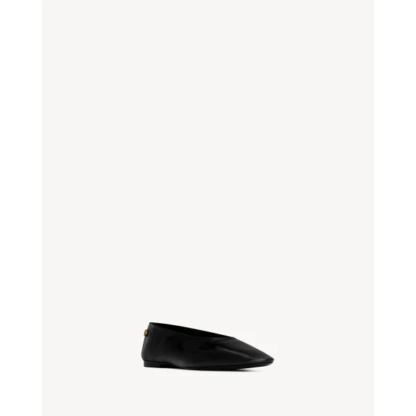 Black Saint Laurent Sao Ballerinas in Smooth Leather, view 3 | Flats