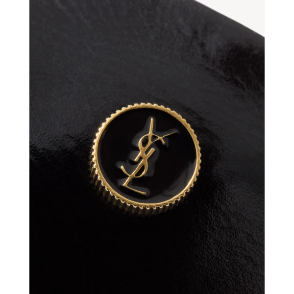 Black Saint Laurent Sao Ballerinas in Smooth Leather, view 4 | Flats
