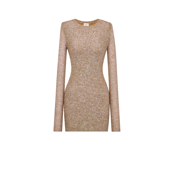 Multicolour Saint Laurent Sequin Mini Dress in Knit | Mini Dresses