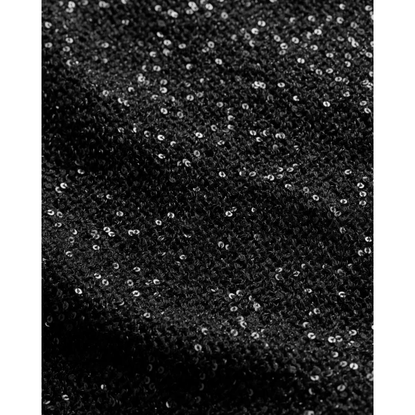Black Saint Laurent Sequin T-Shirt in Metallic Knit, view 4 | Tops