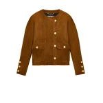 Beige Saint Laurent Short Jacket in Suede Lambskin | Leather Jackets
