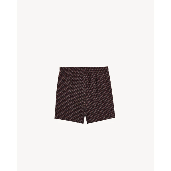 Black Saint Laurent Shorts in Silk with Cassandre All Over, view 3 | Shorts
