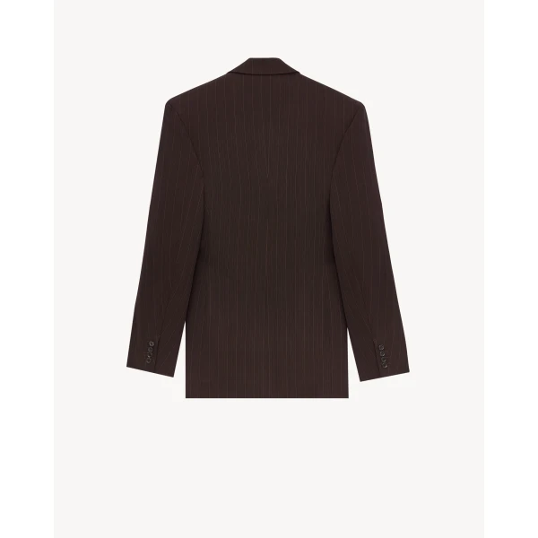 Multicolour Saint Laurent Single-Breasted Jacket in Chalk-Stripe Wool Mélange, view 2 | Blazers