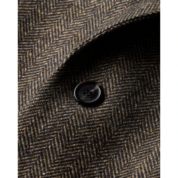 Beige Saint Laurent Single-Breasted Jacket in Herringbone Wool, view 4 | Blazers