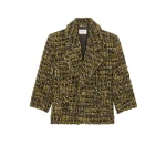 Green Saint Laurent Single-Breasted Jacket in Tweed, Kaki Gris Vert | Blazers
