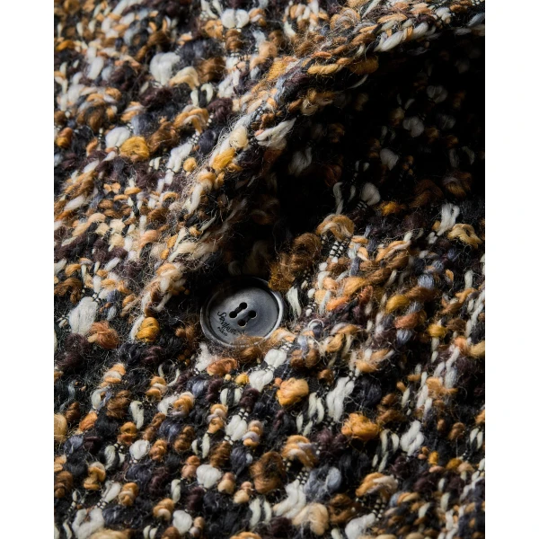 Beige Saint Laurent Single-Breasted Jacket in Tweed, Marron Noir Craie, view 4 | Blazers