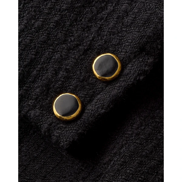 Black Saint Laurent Single-Breasted Jacket in Tweed, Noir, view 4 | Blazers