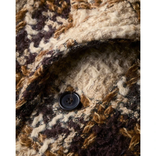 Black Saint Laurent Single-Breasted Jacket in Tweed, Noir Marron Craie, view 4 | Blazers
