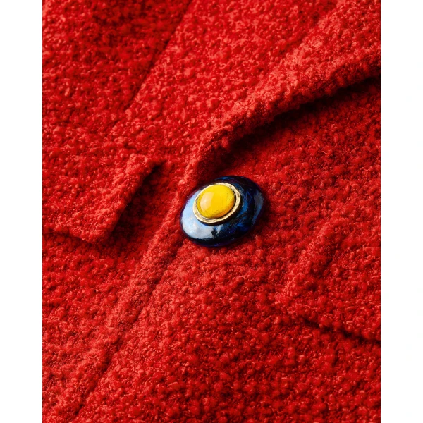 Red Saint Laurent Single-Breasted Jacket in Tweed, Roux, view 4 | Blazers