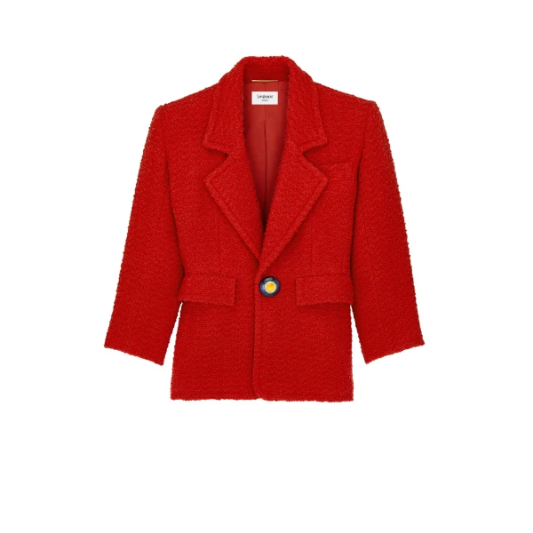 Red Saint Laurent Single-Breasted Jacket in Tweed, Roux | Blazers