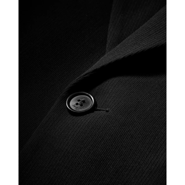 Black Saint Laurent Single-Breasted Jacket in Wool Mélange, view 3 | Blazers