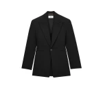 Black Saint Laurent Single-Breasted Jacket in Wool Mélange | Blazers