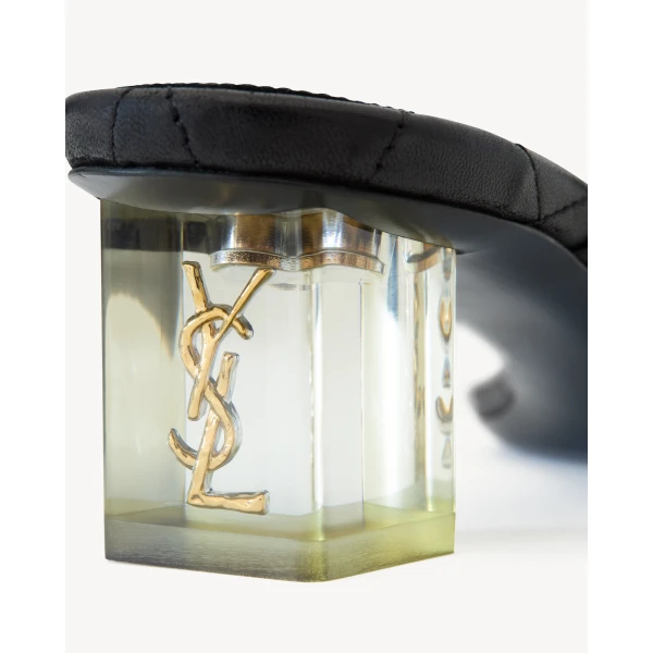Black Saint Laurent Sip Sandals in Smooth Leather, view 4 | Sandals