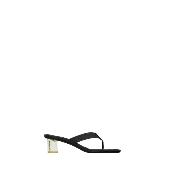 Black Saint Laurent Sip Sandals in Smooth Leather | Sandals