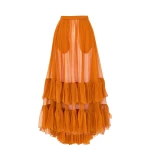 Beige Saint Laurent Skirt in Silk Crepon Muslin, Caramel | Skirts